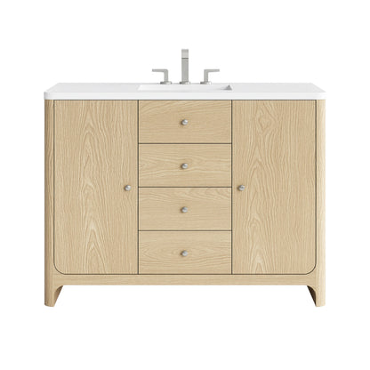 Gracyn 48" Single Vanity, Coastal Driftwood, w/ 3 CM White Zeus Quartz Widespread Top