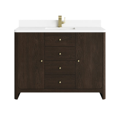 Gracyn 48" Single Vanity, Sable, w/ 3 CM White Zeus Quartz Top, view 2