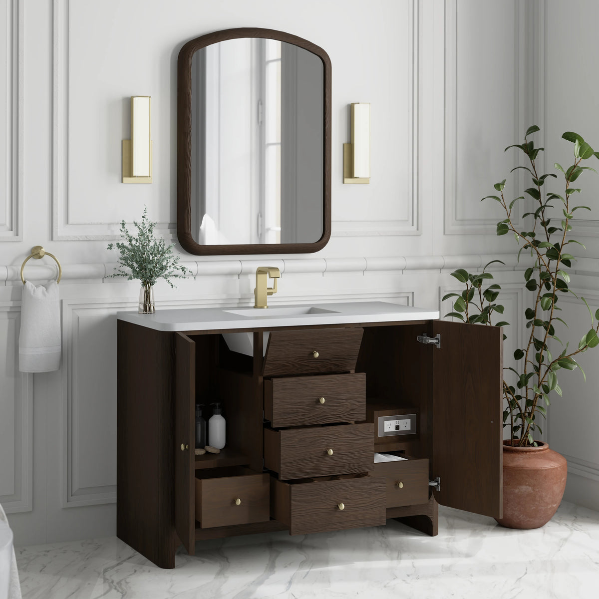 Gracyn 48" Single Vanity, Sable, w/ 3 CM White Zeus Quartz Top, view 6