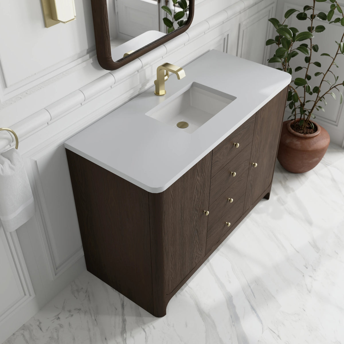 Gracyn 48" Single Vanity, Sable, w/ 3 CM White Zeus Quartz Top, view 8