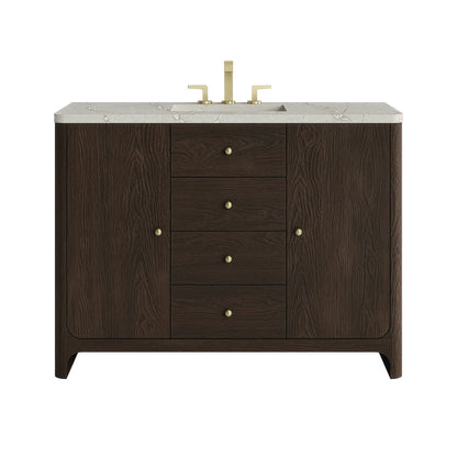 Gracyn 48" Single Vanity, Sable, w/ 3 CM Victorian Silver Silestone Top w/ FreePower Wireless Charger