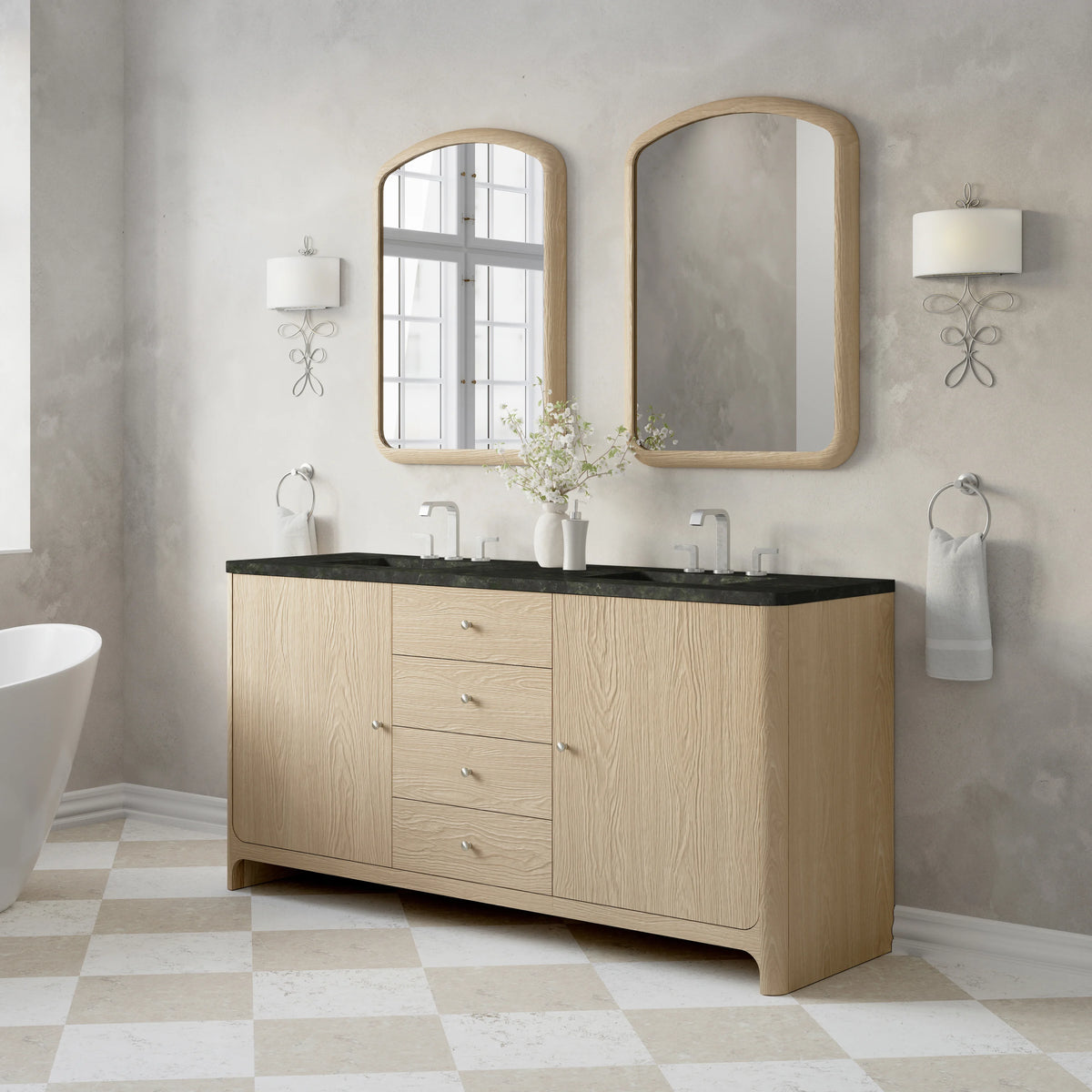 Gracyn 72" Double Vanity, Coastal Driftwood, w/ 3 CM Phantome Eclos Widespread Top, view 3