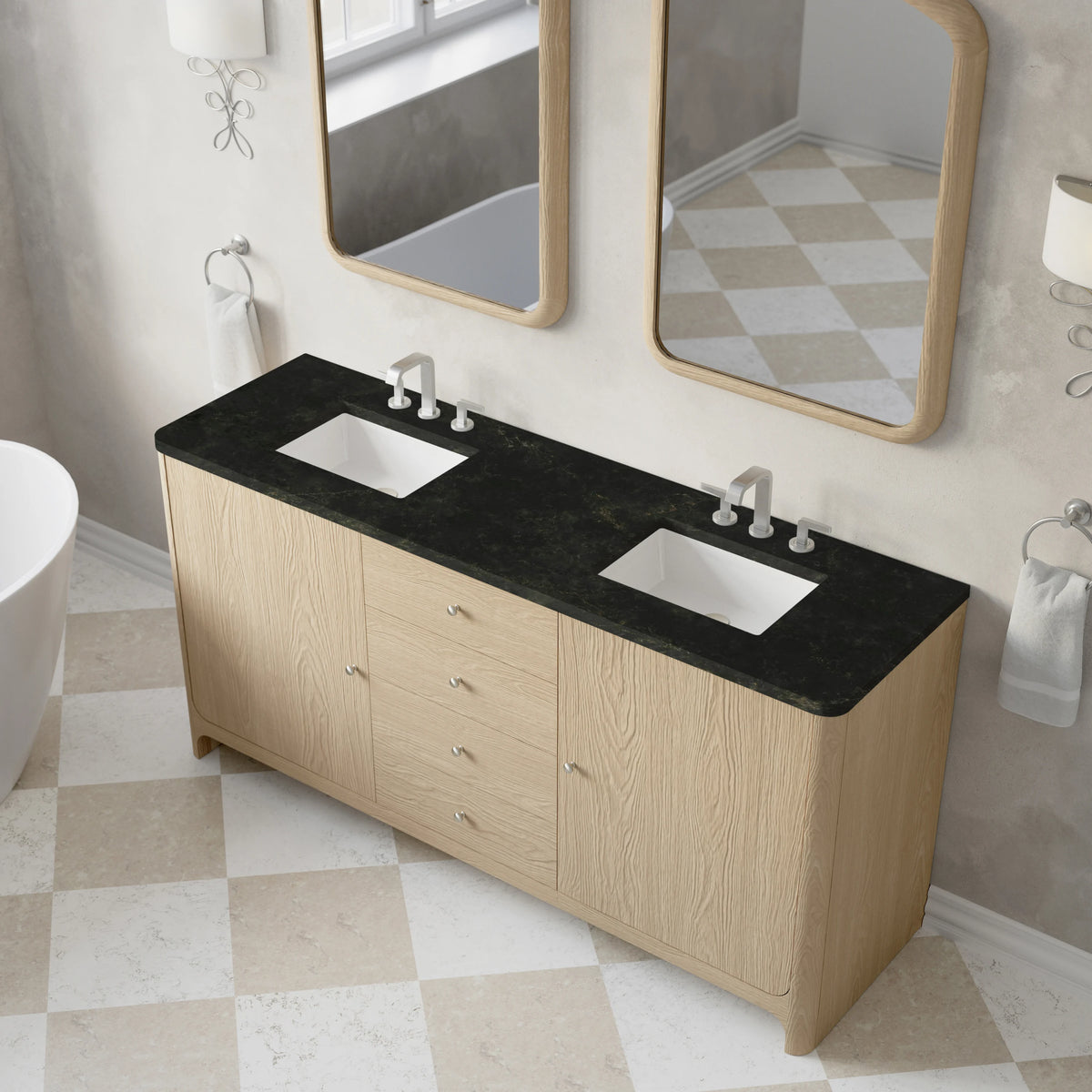 Gracyn 72" Double Vanity, Coastal Driftwood, w/ 3 CM Phantome Eclos Widespread Top, view 5