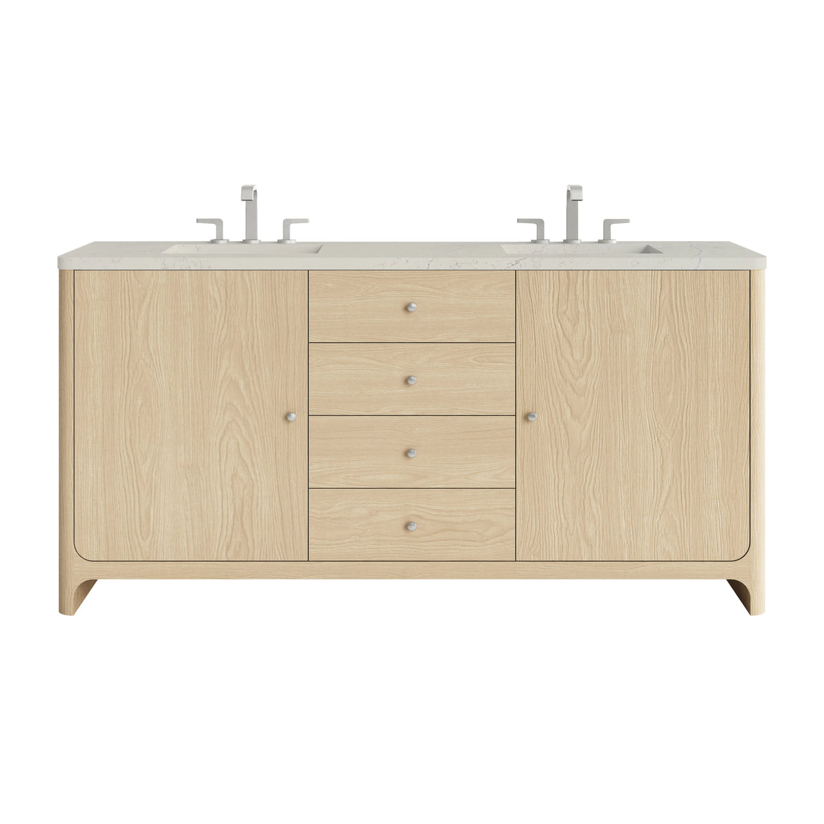 Gracyn 72" Double Vanity, Coastal Driftwood, w/ 3 CM Siberian Silestone Widespread Top
