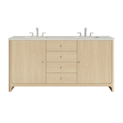 Gracyn 72" Double Vanity, Coastal Driftwood, w/ 3 CM Siberian Silestone Widespread Top