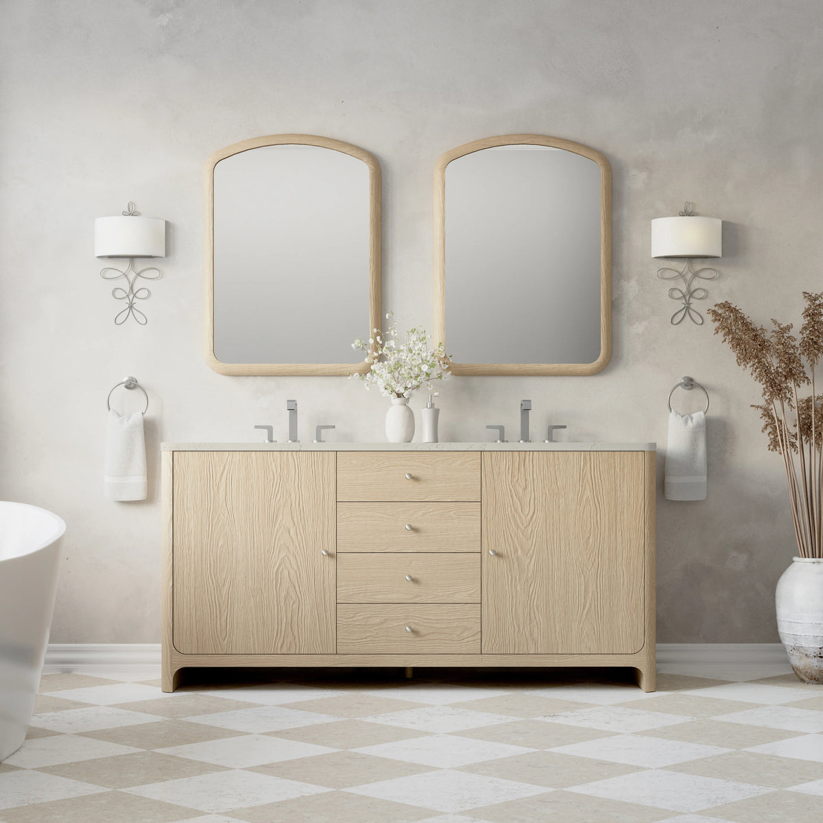 Gracyn 72" Double Vanity, Coastal Driftwood, w/ 3 CM Siberian Silestone Widespread Top, view 2