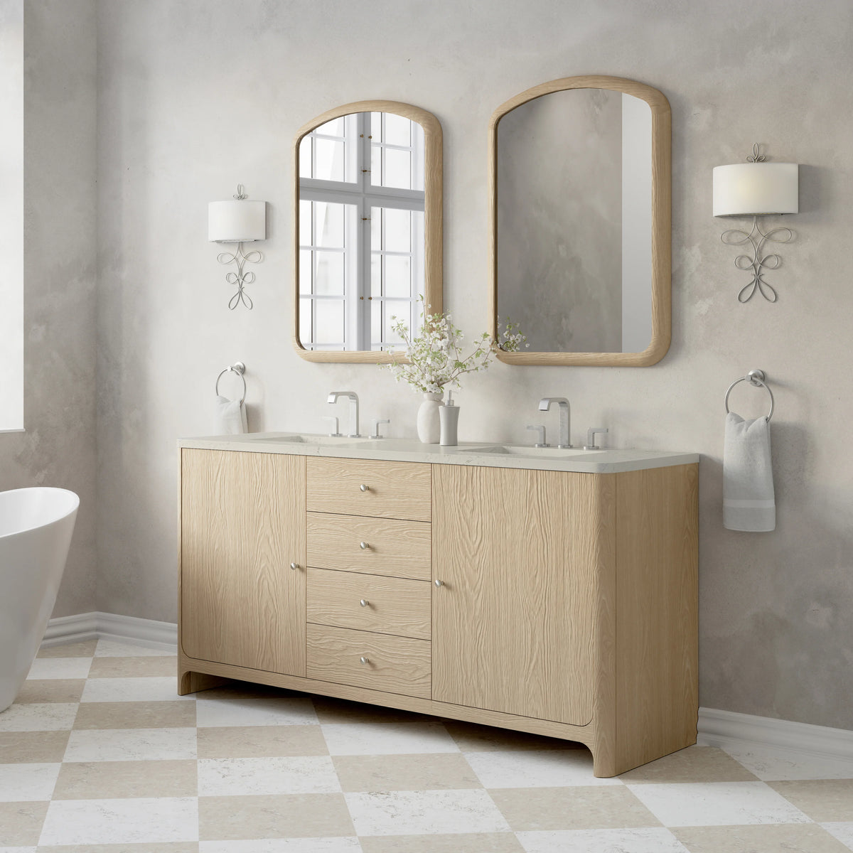 Gracyn 72" Double Vanity, Coastal Driftwood, w/ 3 CM Siberian Silestone Widespread Top, view 3