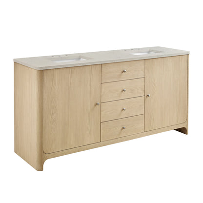 Gracyn 72" Double Vanity, Coastal Driftwood, w/ 3 CM Siberian Silestone Widespread Top, view 6