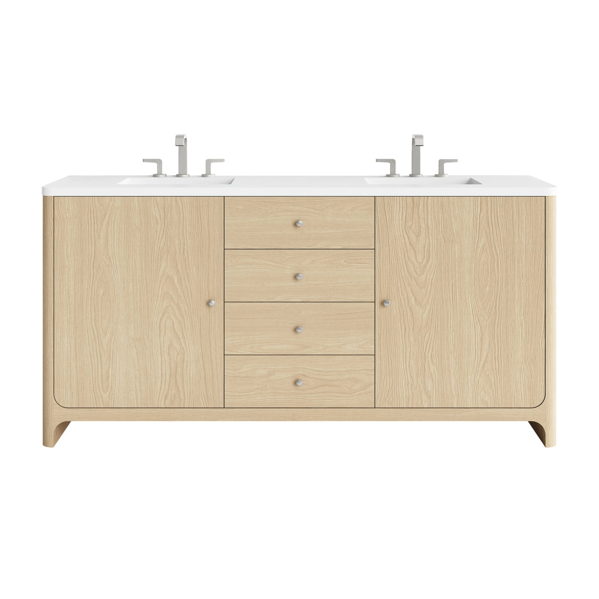 Gracyn 72" Double Vanity, Coastal Driftwood, w/ 3 CM White Zeus Quartz Widespread Top