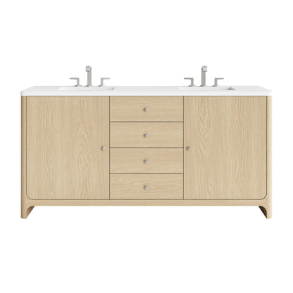 Gracyn 72" Double Vanity, Coastal Driftwood, w/ 3 CM White Zeus Quartz Widespread Top