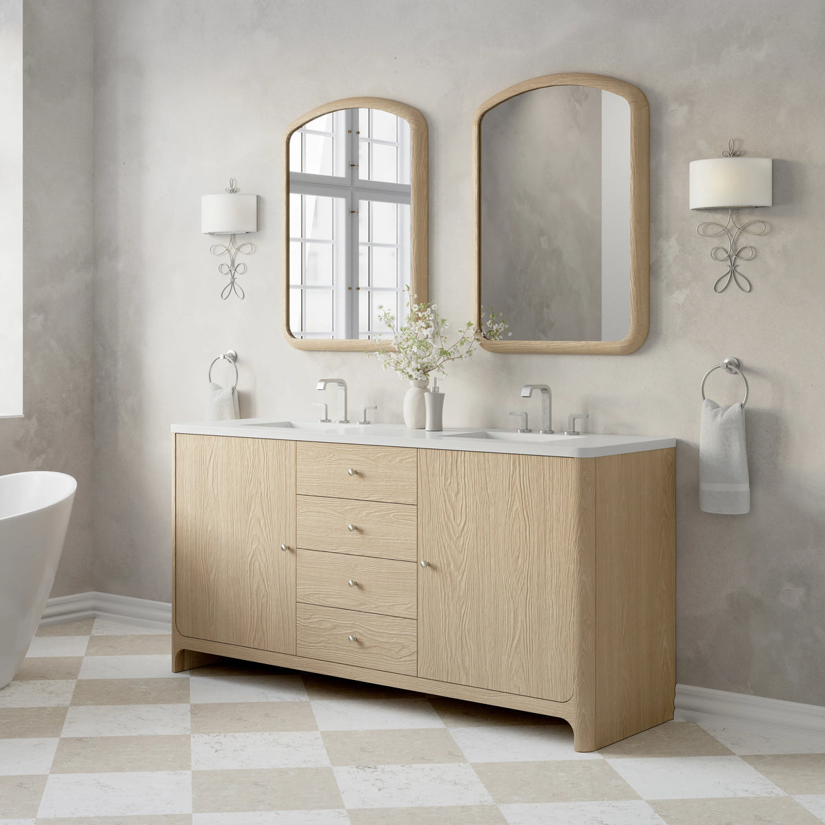 Gracyn 72" Double Vanity, Coastal Driftwood, w/ 3 CM White Zeus Quartz Widespread Top, view 3