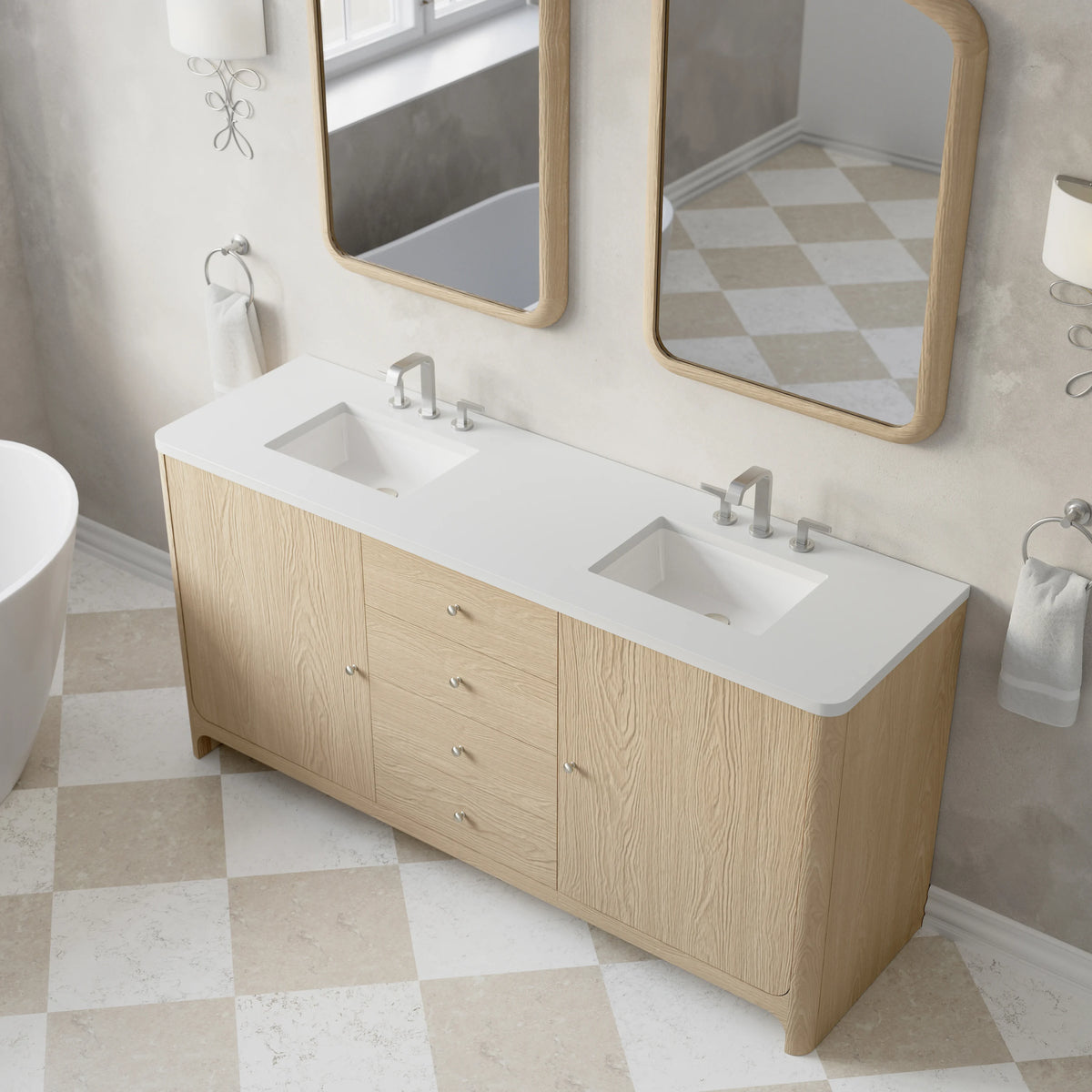 Gracyn 72" Double Vanity, Coastal Driftwood, w/ 3 CM White Zeus Quartz Widespread Top, view 6