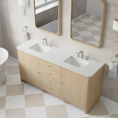 Gracyn 72" Double Vanity, Coastal Driftwood, w/ 3 CM White Zeus Quartz Widespread Top, view 6