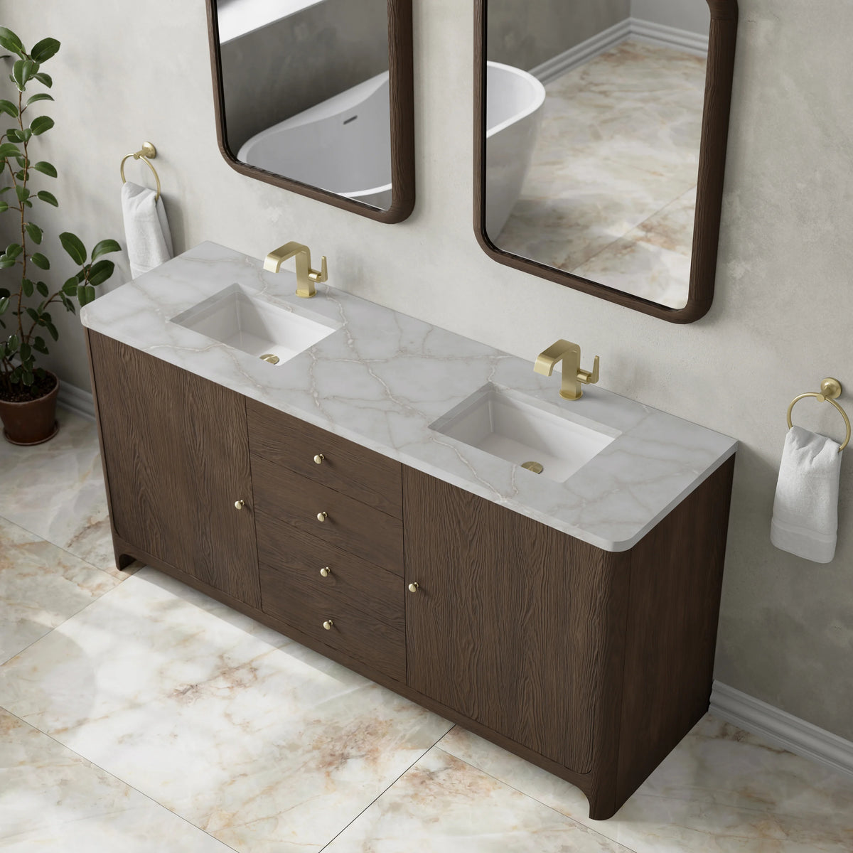 Gracyn 72" Double Vanity, Sable, w/ 3 CM Victorian Silver Quartz Top, view 7