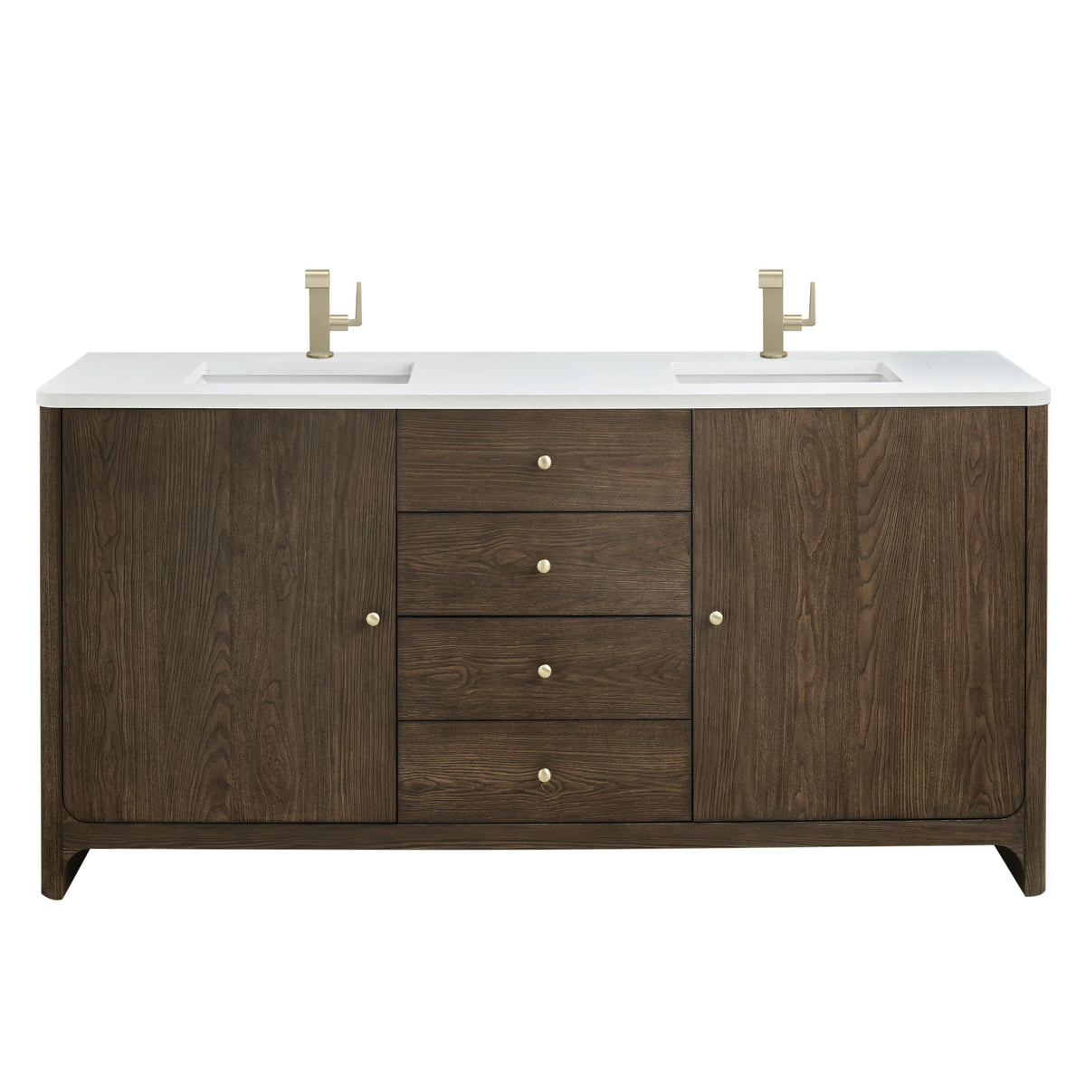 Gracyn 72" Double Vanity, Sable, w/ 3 CM White Zeus Quartz Top