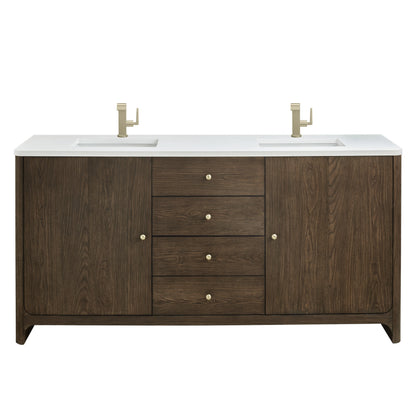 Gracyn 72" Double Vanity, Sable, w/ 3 CM White Zeus Quartz Top