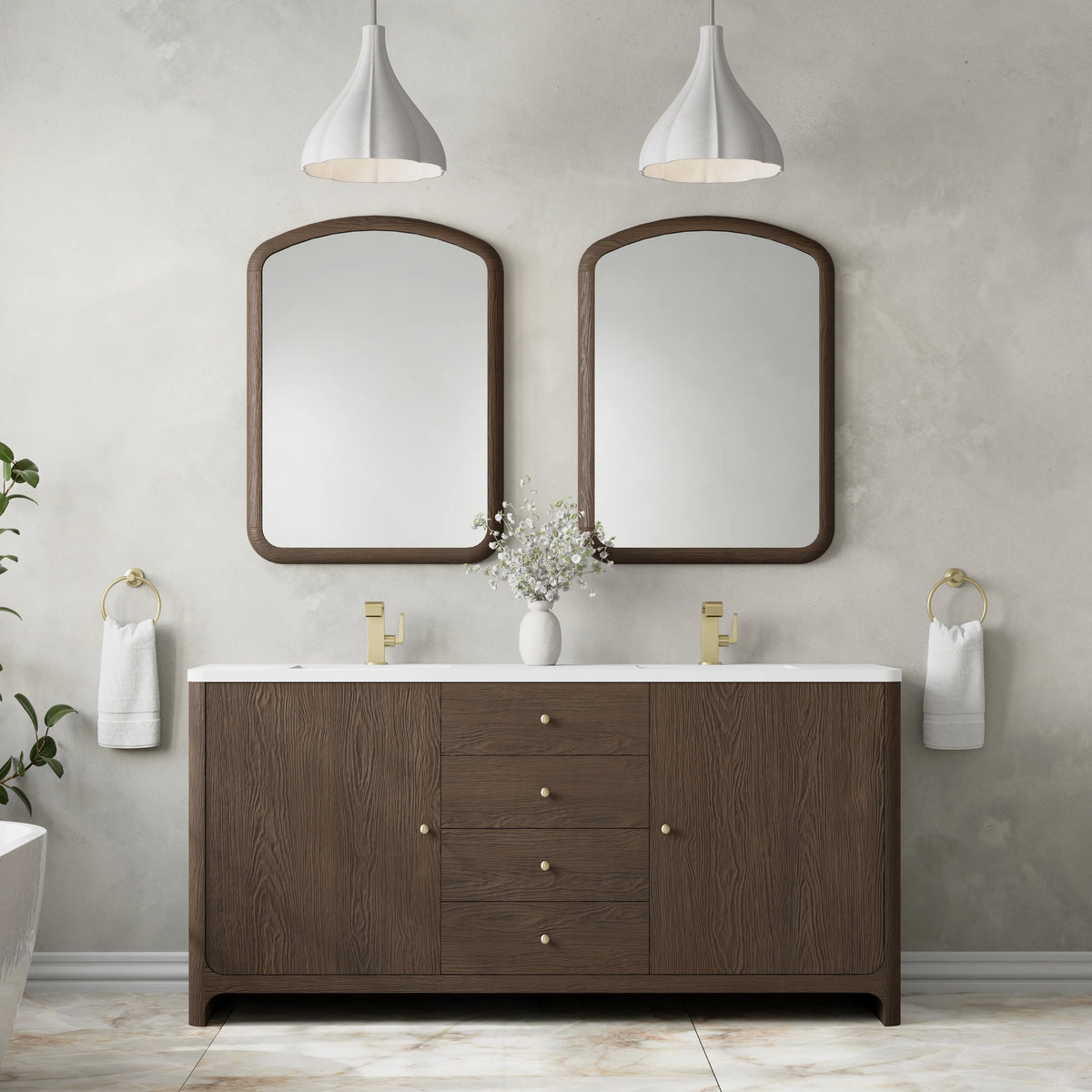 Gracyn 72" Double Vanity, Sable, w/ 3 CM White Zeus Quartz Top, view 3