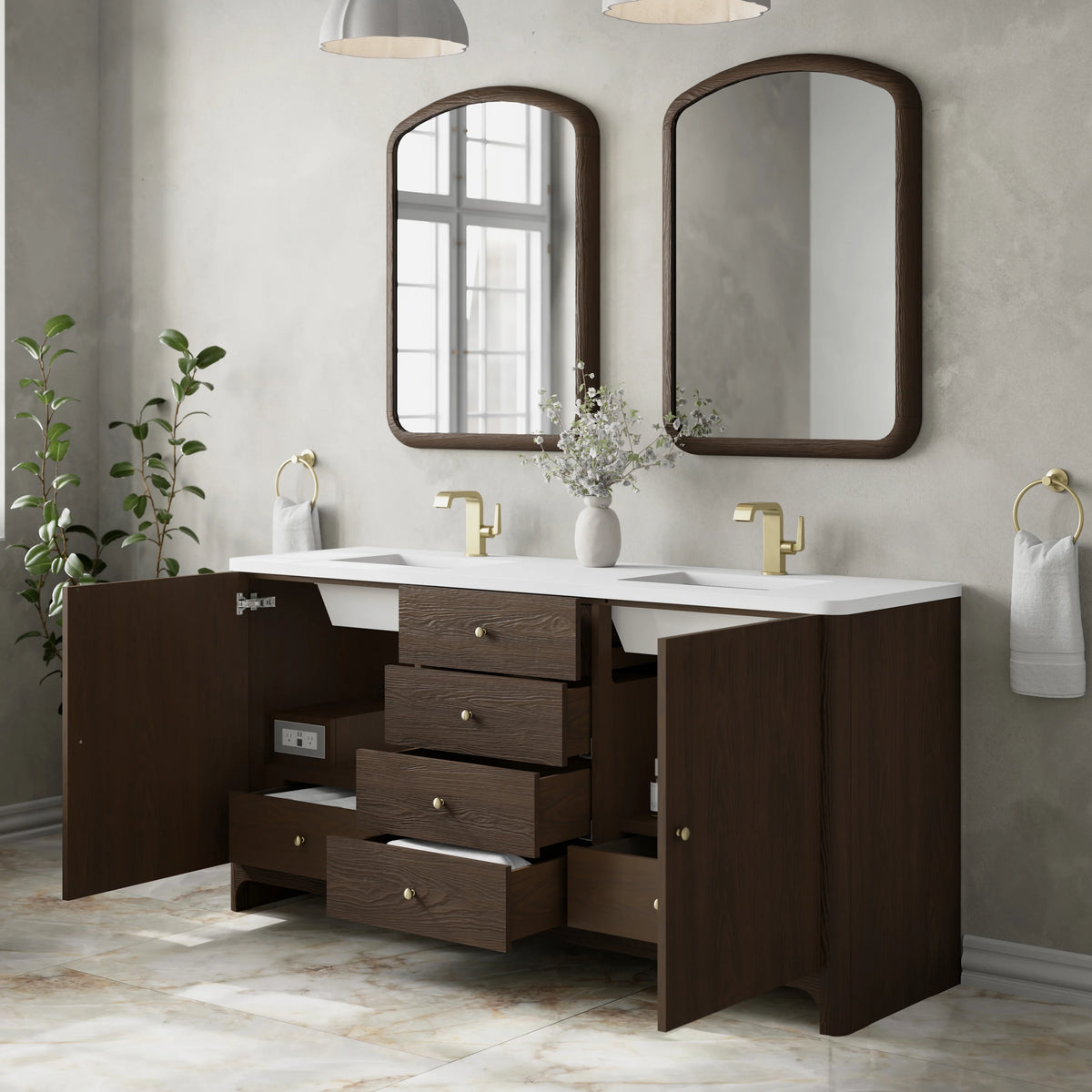 Gracyn 72" Double Vanity, Sable, w/ 3 CM White Zeus Quartz Top, view 5