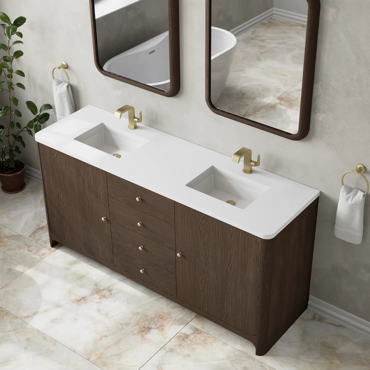 Gracyn 72" Double Vanity, Sable, w/ 3 CM White Zeus Quartz Top, view 7