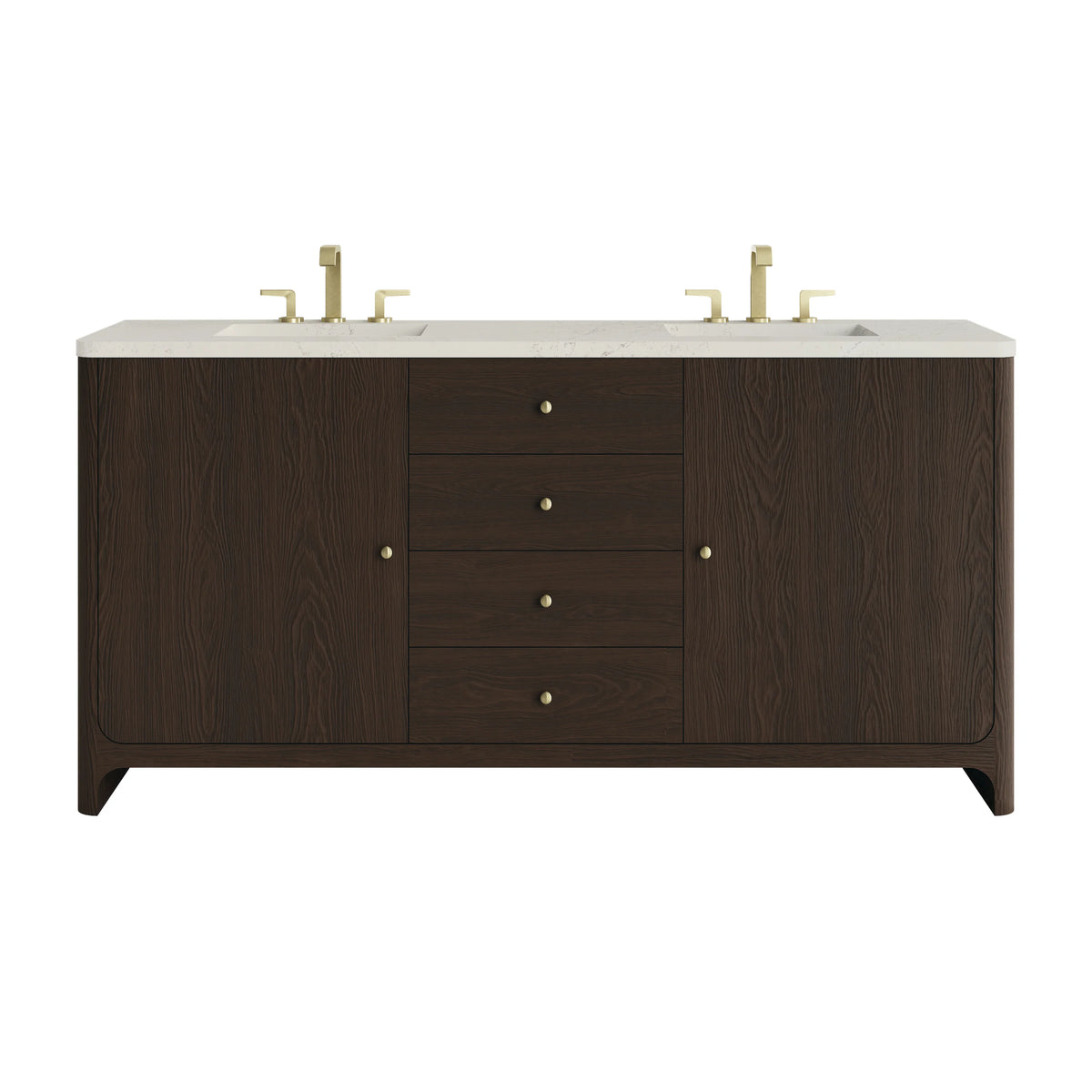 Gracyn 72" Double Vanity, Sable, w/ 3 CM Siberian Silestone Widespread Top