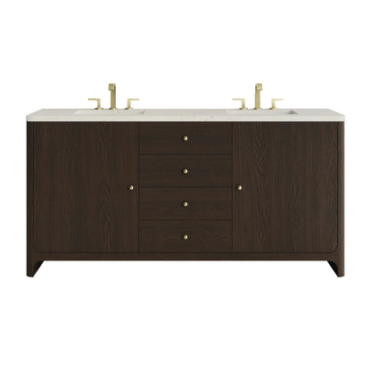 Gracyn 72" Double Vanity, Sable, w/ 3 CM Siberian Silestone Widespread Top