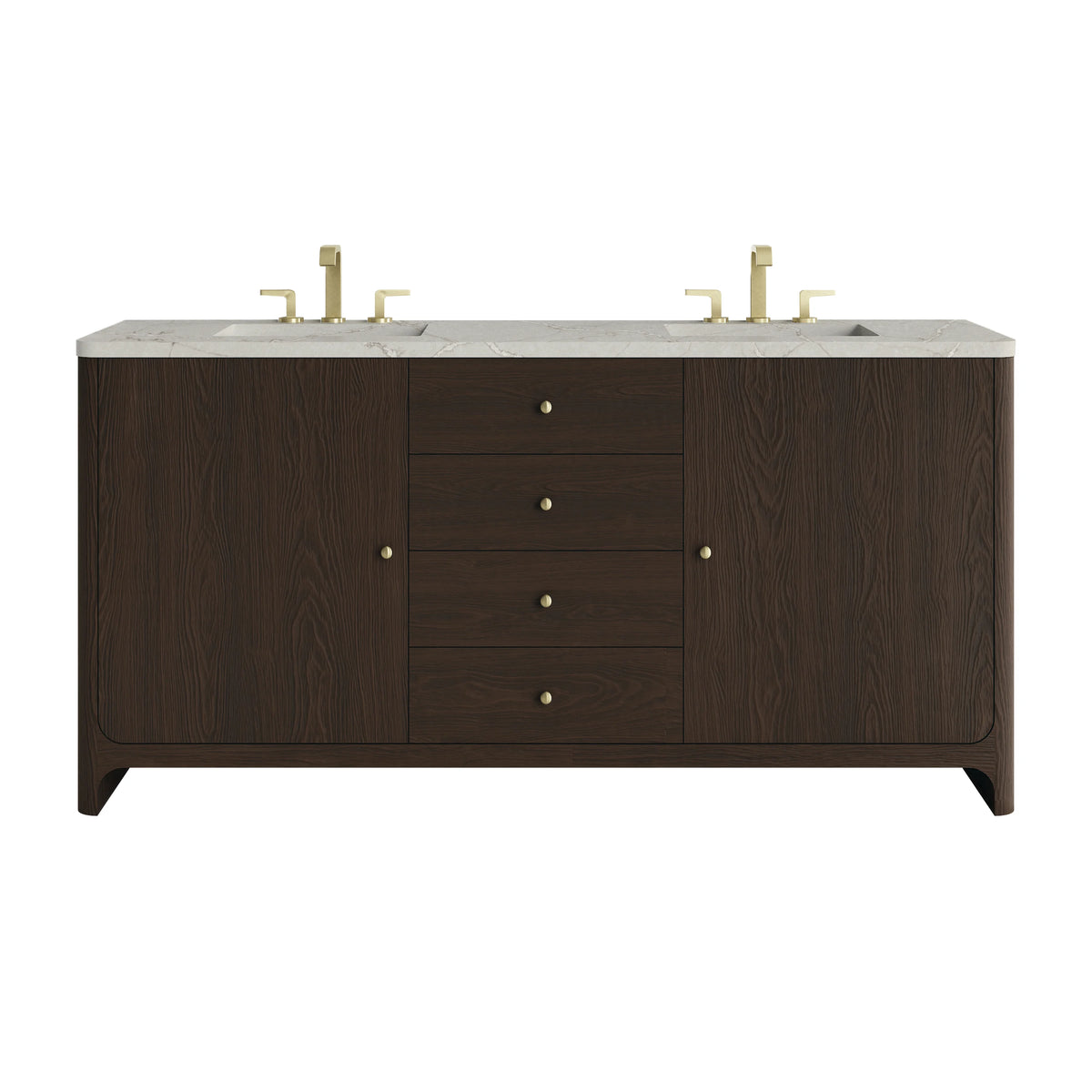 Gracyn 72" Double Vanity, Sable, w/ 3 CM Victorian Silver Quartz Widespread Top