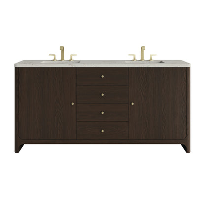 Gracyn 72" Double Vanity, Sable, w/ 3 CM Victorian Silver Quartz Widespread Top