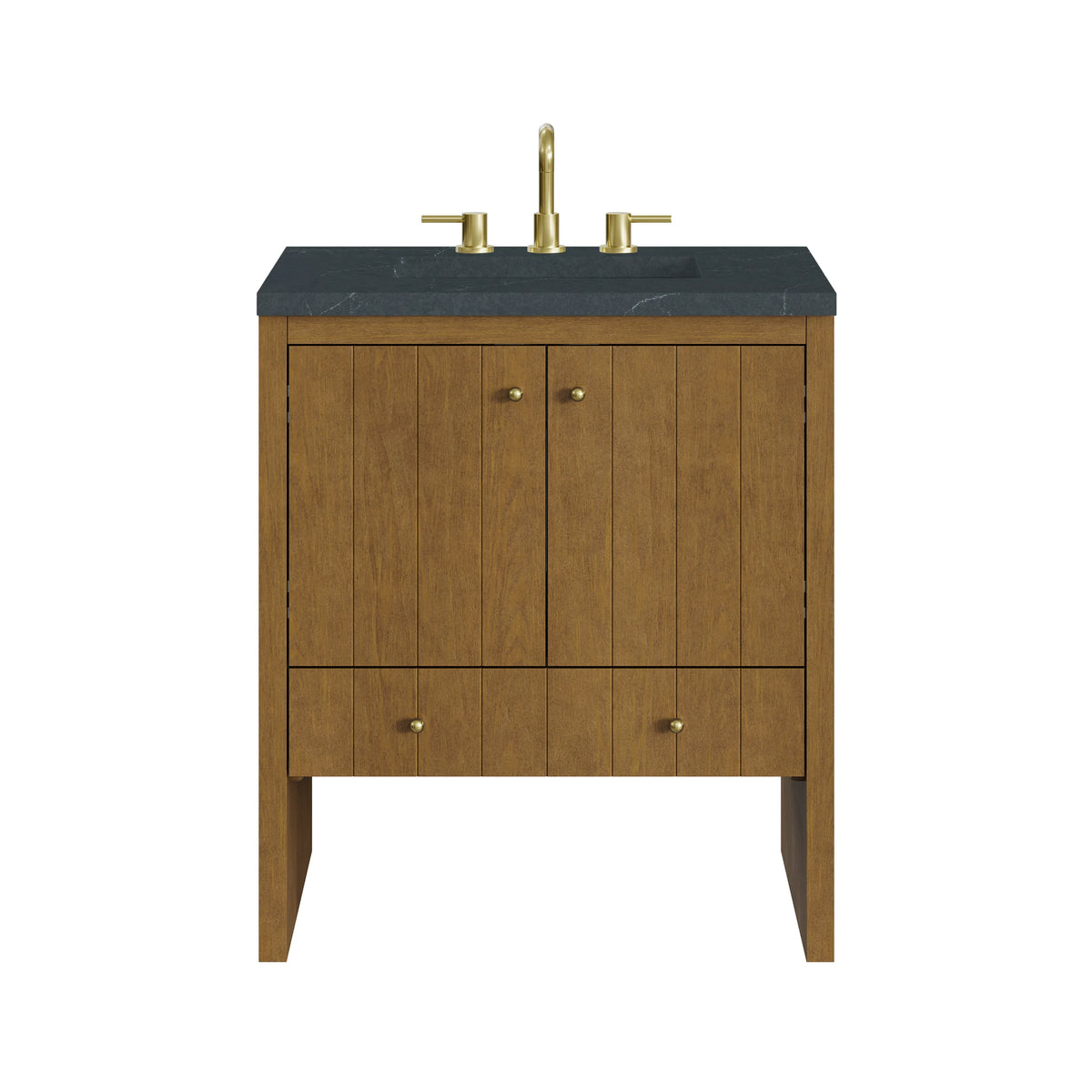 Hudson 30" Single Vanity, Honey Oak w/ 3 CM Charcoal Soapstone Silestone Top