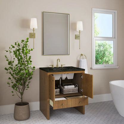 Hudson 30" Single Vanity, Honey Oak w/ 3 CM Phantome Eclos Top, view 5