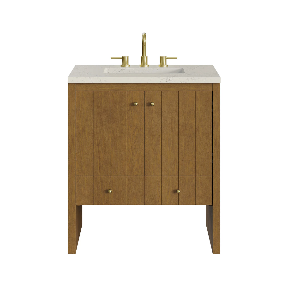 Hudson 30" Single Vanity, Honey Oak w/ 3 CM Siberian Silestone Top