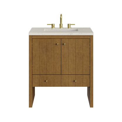 Hudson 30" Single Vanity, Honey Oak w/ 3 CM Siberian Silestone Top