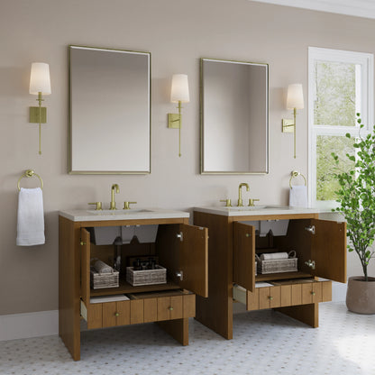 Hudson 30" Single Vanity, Honey Oak w/ 3 CM Siberian Silestone Top, view 5