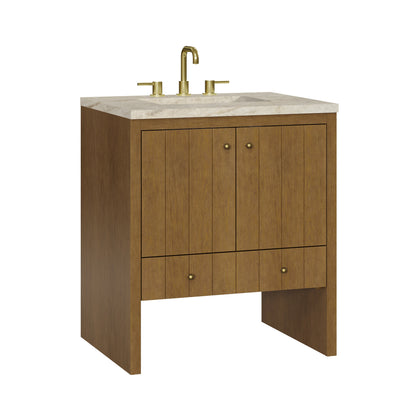 Hudson 30" Single Vanity, Honey Oak w/ 3 CM Tajnar Eclos Top, view 11