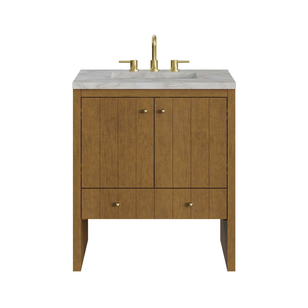 Hudson 30" Single Vanity, Honey Oak w/ 3 CM Victorian Silver Silestone Top