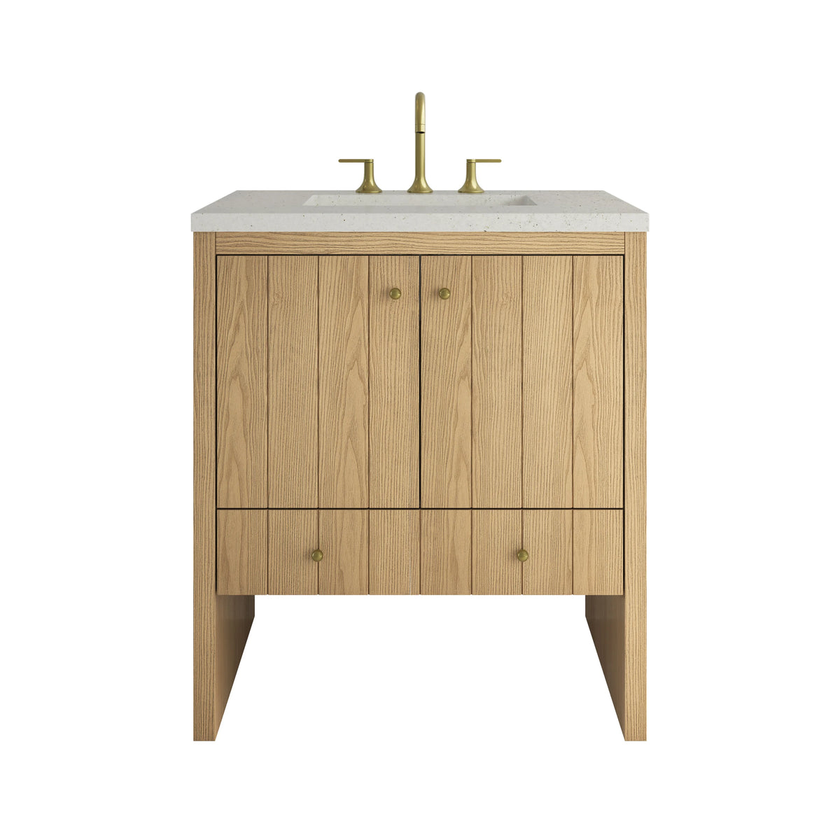 Hudson 30" Single Vanity, Light Natural Oak w/ 3 CM Lime Delight Silestone Top