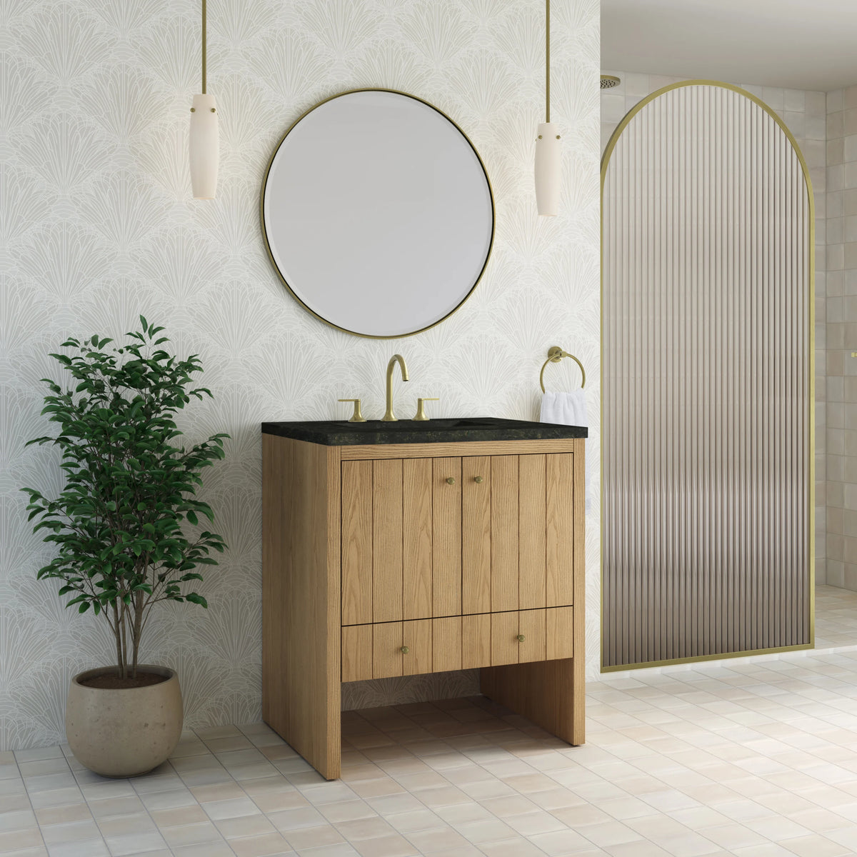 Hudson 30" Single Vanity, Light Natural Oak w/ 3 CM Phantome Eclos Top, view 4