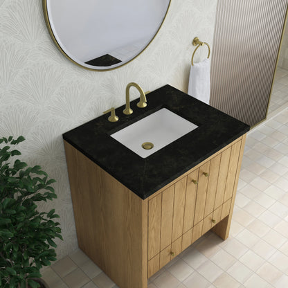 Hudson 30" Single Vanity, Light Natural Oak w/ 3 CM Phantome Eclos Top, view 8