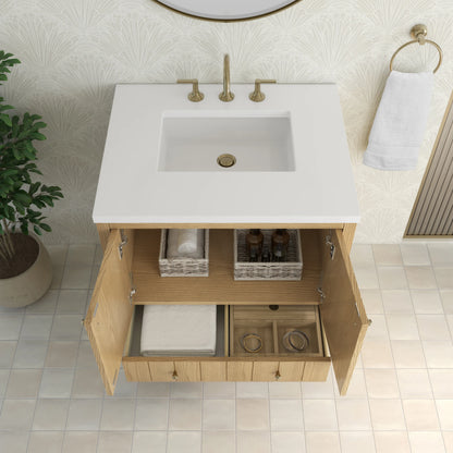 Hudson 30" Single Vanity, Light Natural Oak w/ 3 CM White Zeus Silestone Top, view 10