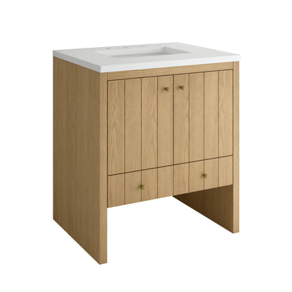 Hudson 30" Single Vanity, Light Natural Oak w/ 3 CM White Zeus Silestone Top, view 17