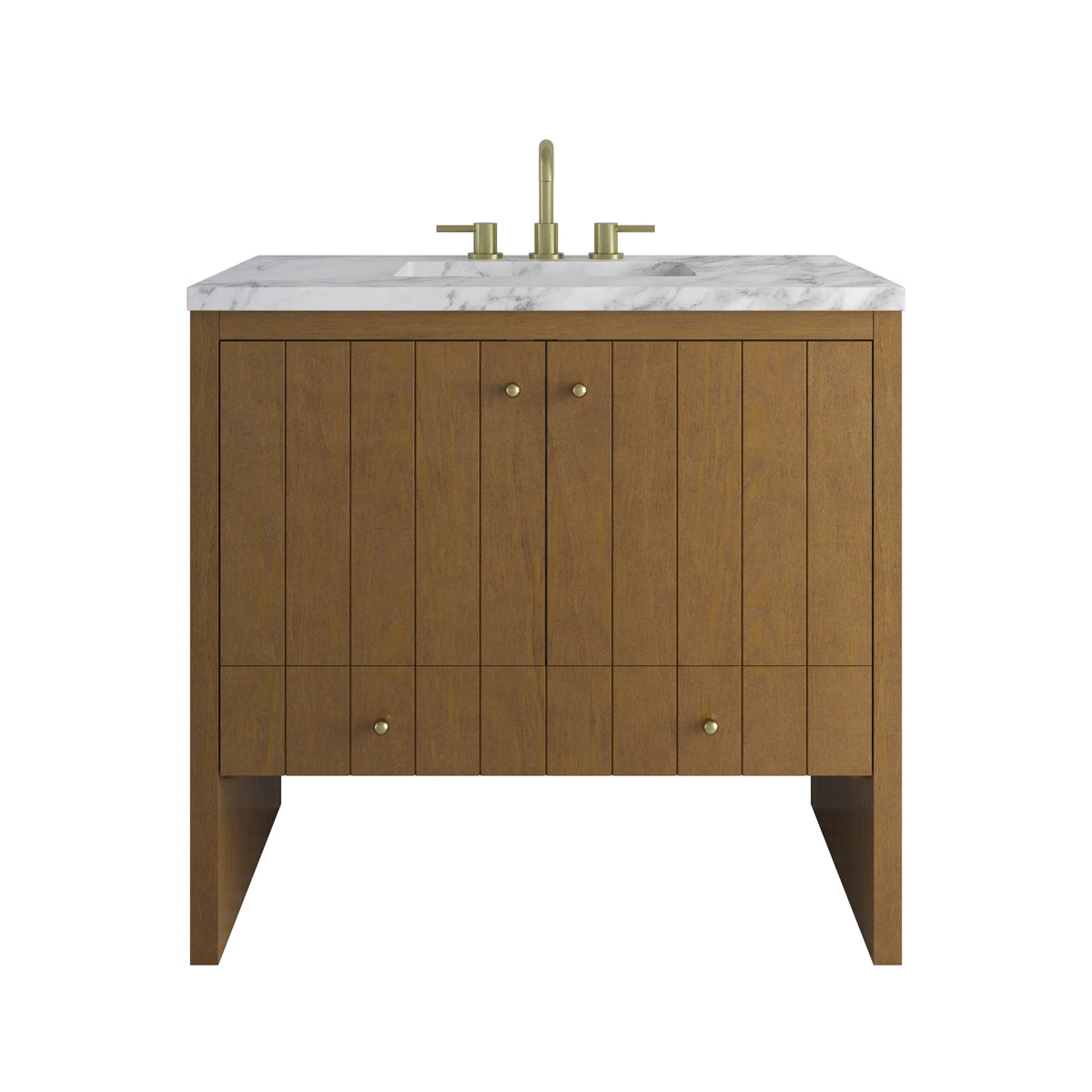 Hudson 36" Single Vanity, Honey Oak w/ 3 CM Carrara Marble Top