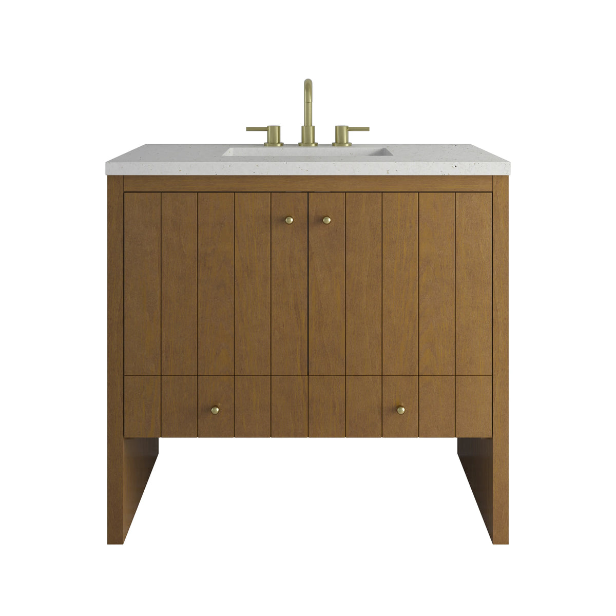 Hudson 36" Single Vanity, Honey Oak w/ 3 CM Lime Delight Silestone Top
