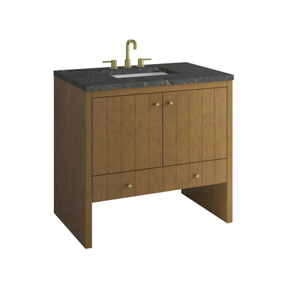 Hudson 36" Single Vanity, Honey Oak w/ 3 CM Parisien Bleu Silestone Top, view 11