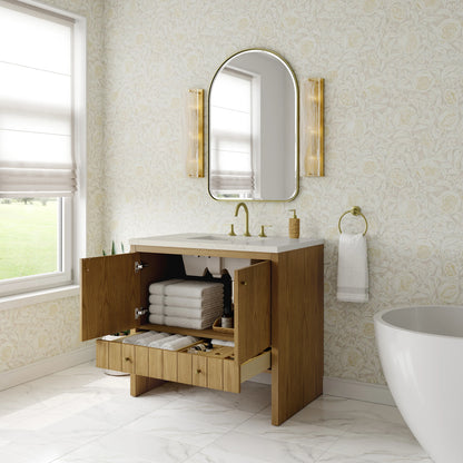 Hudson 36" Single Vanity, Light Natural Oak, w/ 3 CM Siberian Silestone Top, view 5