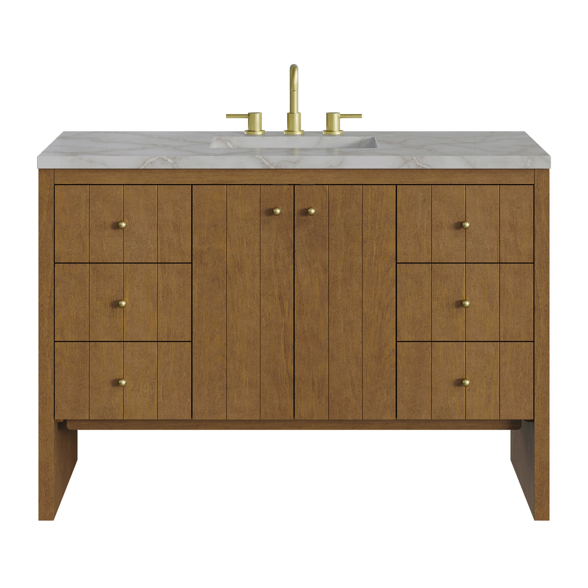 Hudson 48" Single Vanity, Honey Oak w/ 3 CM Victorian Silver Silestone Top