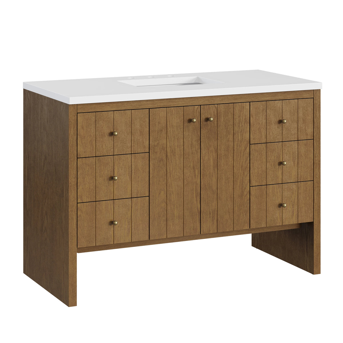 Hudson 48" Single Vanity, Honey Oak w/ 3 CM White Zeus Silestone Top, view 16