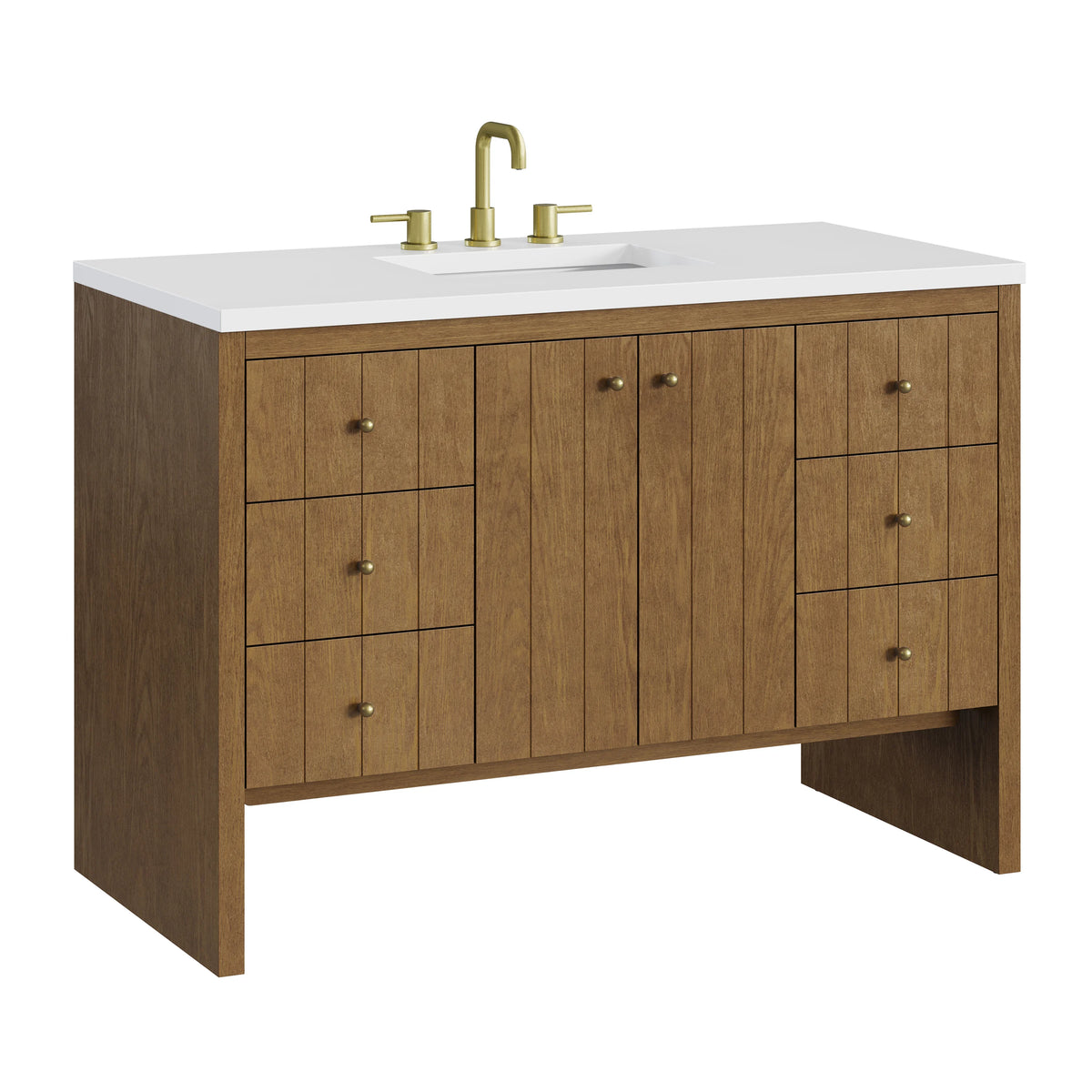 Hudson 48" Single Vanity, Honey Oak w/ 3 CM White Zeus Silestone Top, view 17