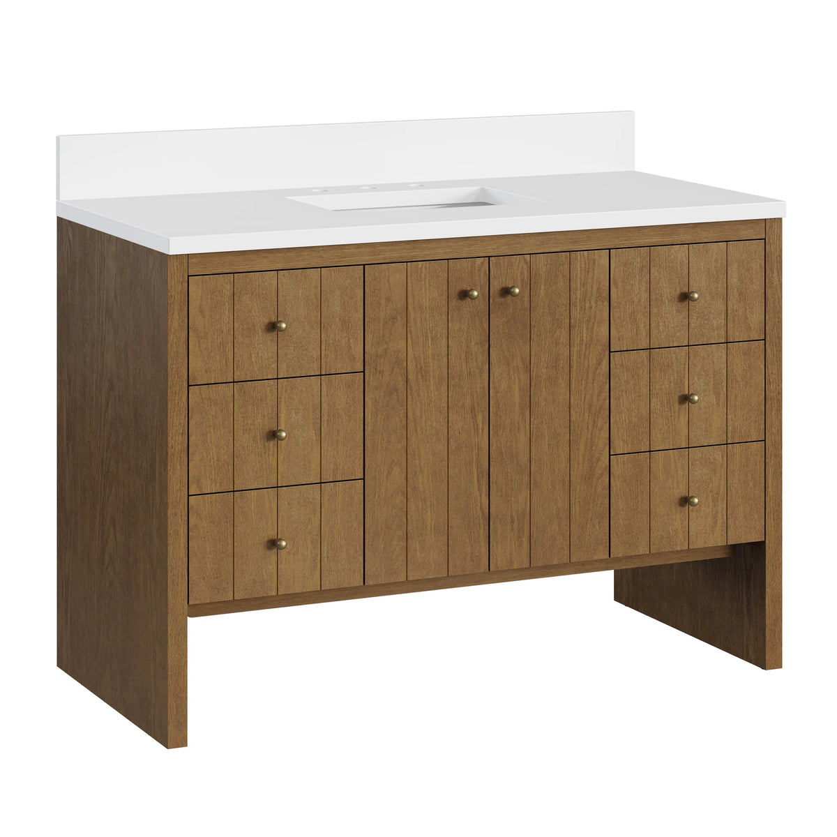 Hudson 48" Single Vanity, Honey Oak w/ 3 CM White Zeus Silestone Top, view 18