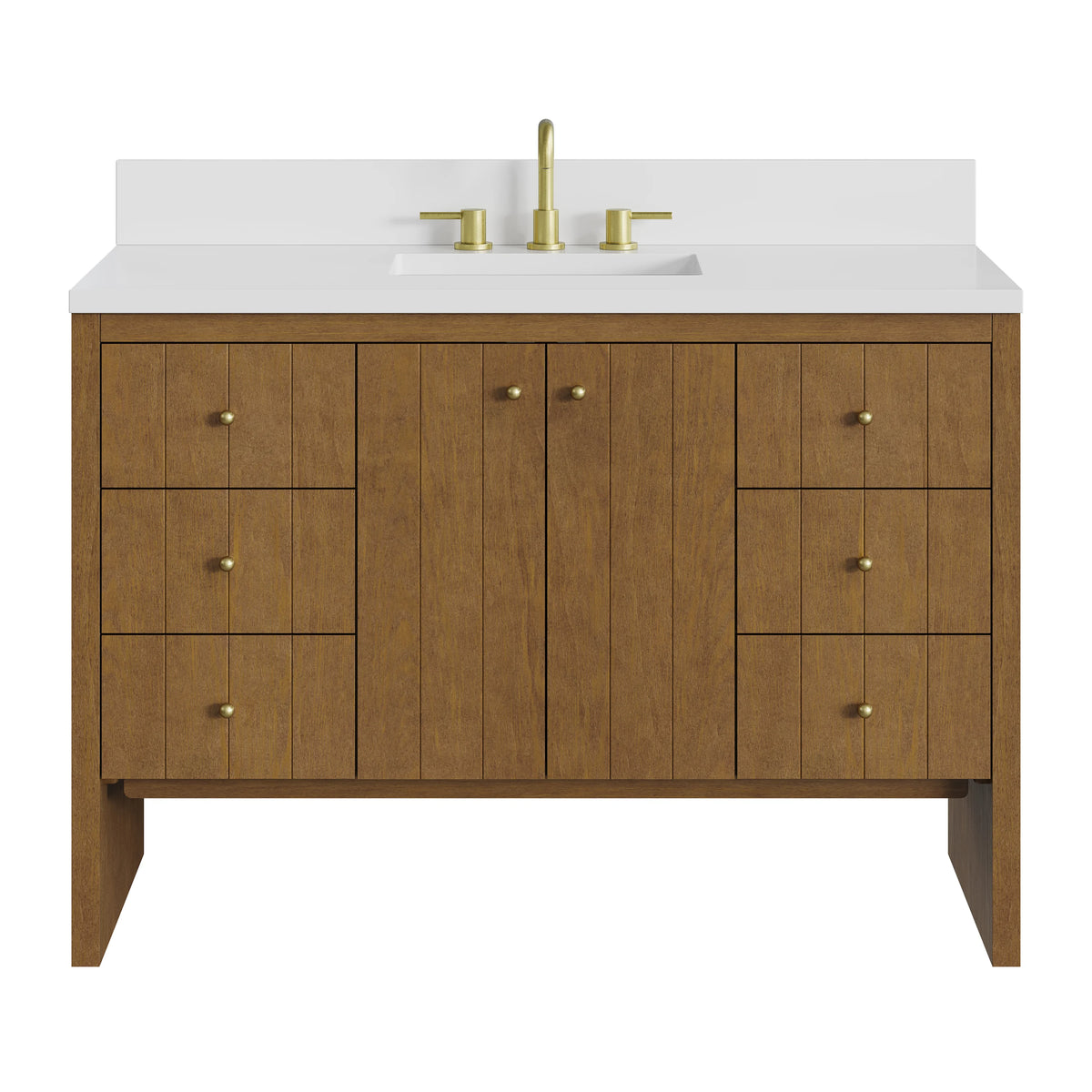 Hudson 48" Single Vanity, Honey Oak w/ 3 CM White Zeus Silestone Top, view 2