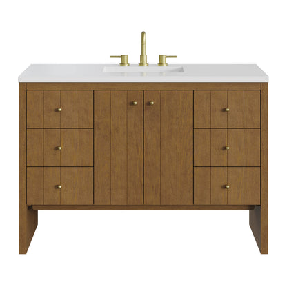 Hudson 48" Single Vanity, Honey Oak w/ 3 CM White Zeus Silestone Top, view 3