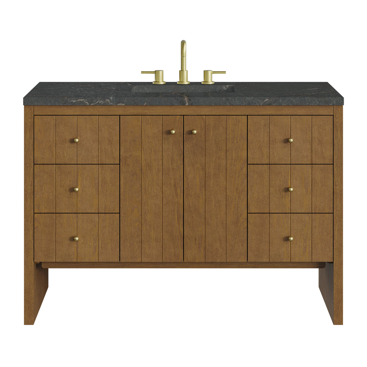 Hudson 48" Single Vanity, Honey Oak w/ 3 CM Parisien Bleu Silestone Top w/FreePower Wireless Charger